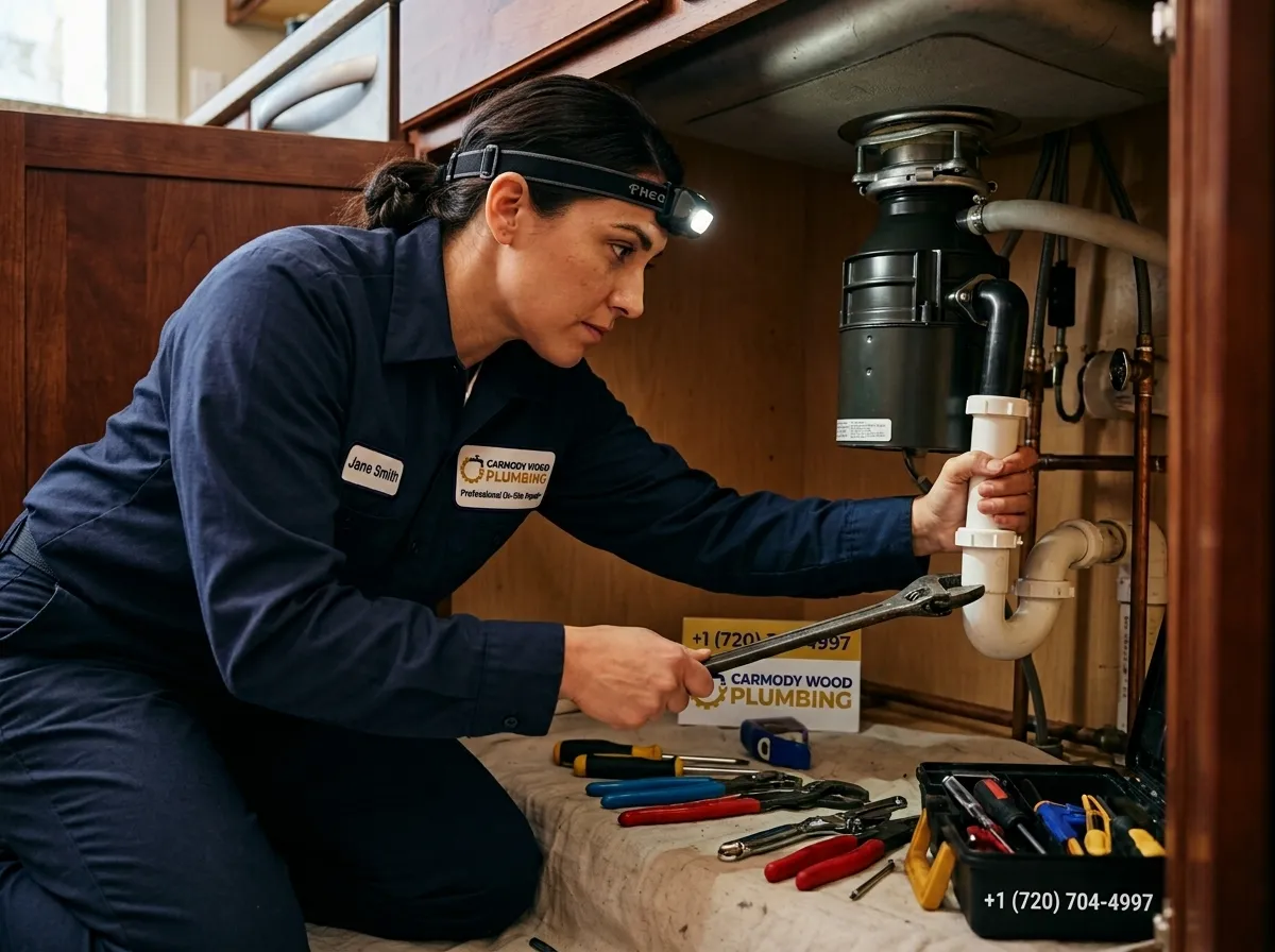 Professional garbage disposal repair under sink